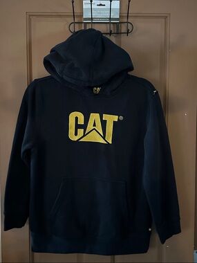 Caterpillar Black Hoodie with Gold CAT Logo